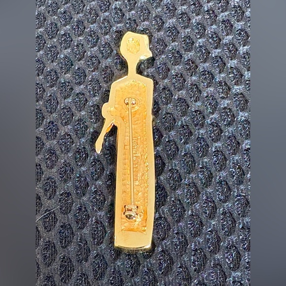 Vintage Fortin 1999 Gold-Tone Lady with Umbrella Brooch Pin - Picture 4 of 8